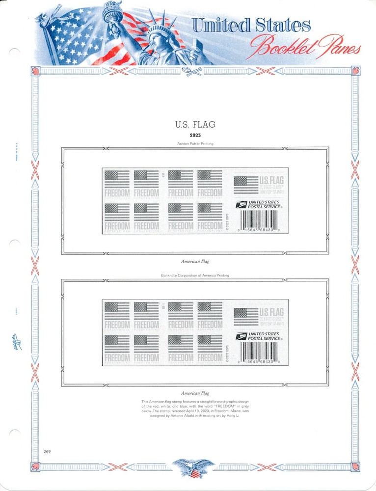 WHITE ACE 2023 US Booklet Panes Stamp Album Supplement BP-44