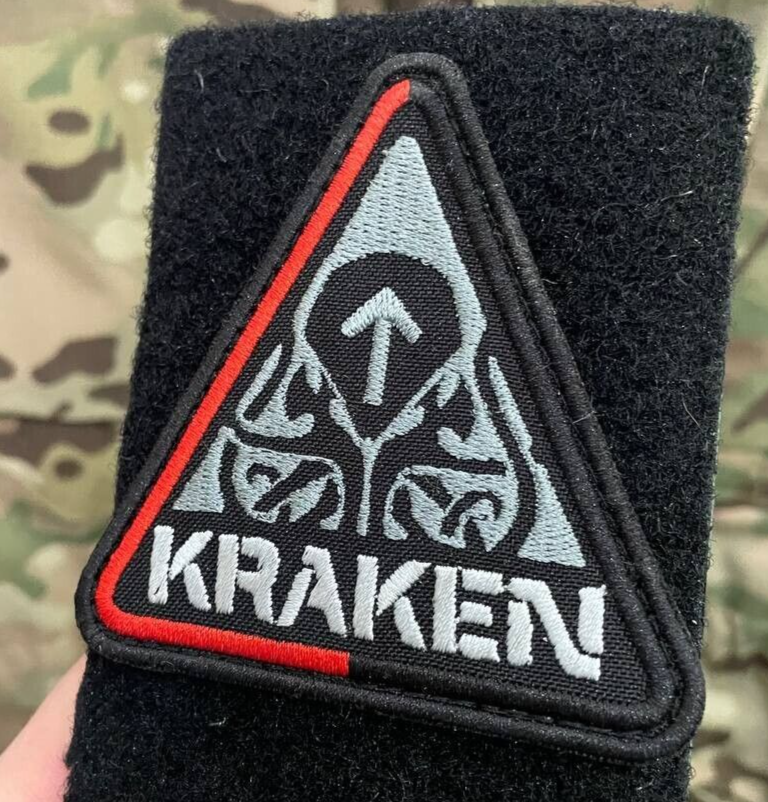 Ukrainian Unit Patch Kraken Volunteer Batalion Tactical Badge Hook Triangle