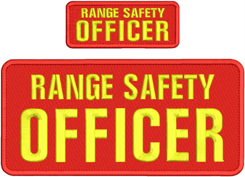RANGE SAFETY OFFICER EMB PATCH 5X11 and 2x5 hook  on back  red/yellow