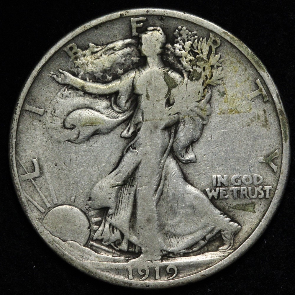 1919 Walking Liberty Silver Half Dollar FINE E366 UAHT