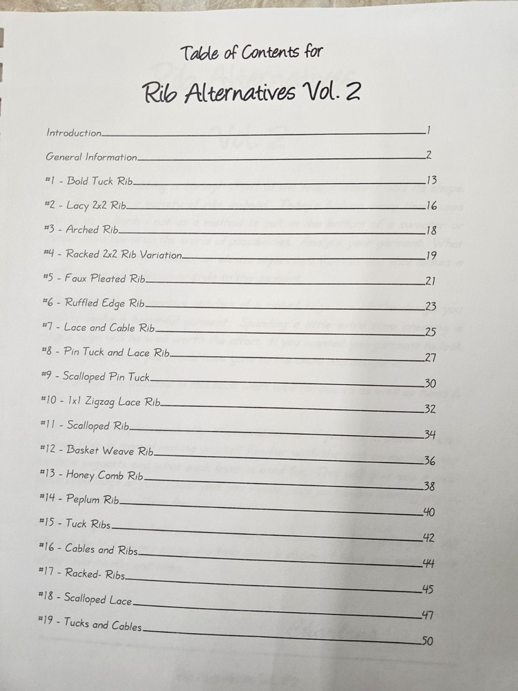 Rib Alternatives Vol 2 Machine Knitting Charlene Shafer