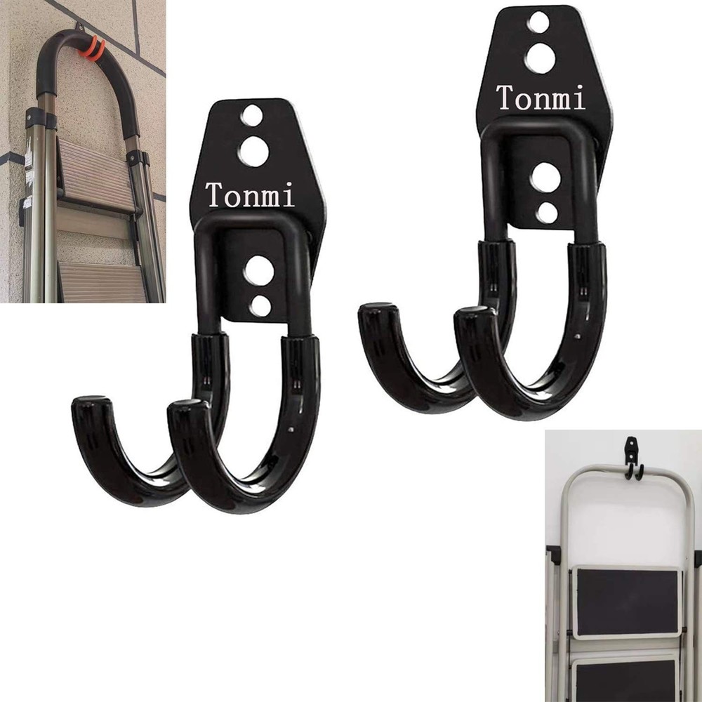 2Pcs Telescoping Wall Mount Ladder Hooks, Folding Step Stool Wall Mount Hooks...