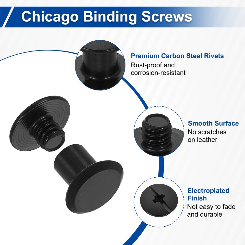 25set Phillips Chicago Screw M5x6mm Binding Post Screw, Black