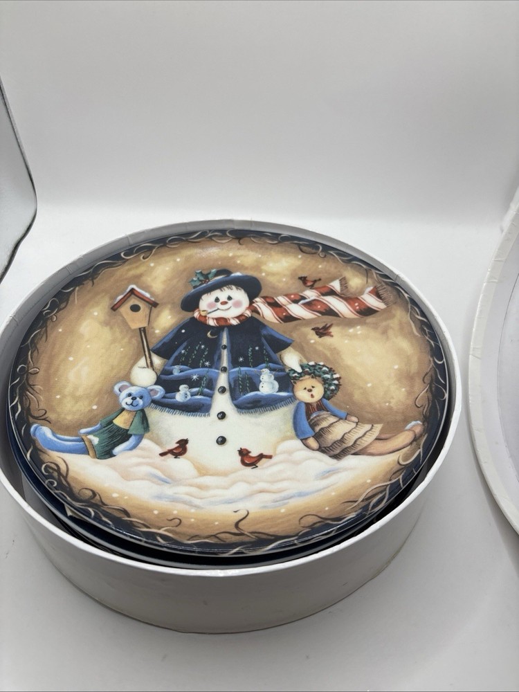 Snowman 4 pcs Set Cake Plates 8"