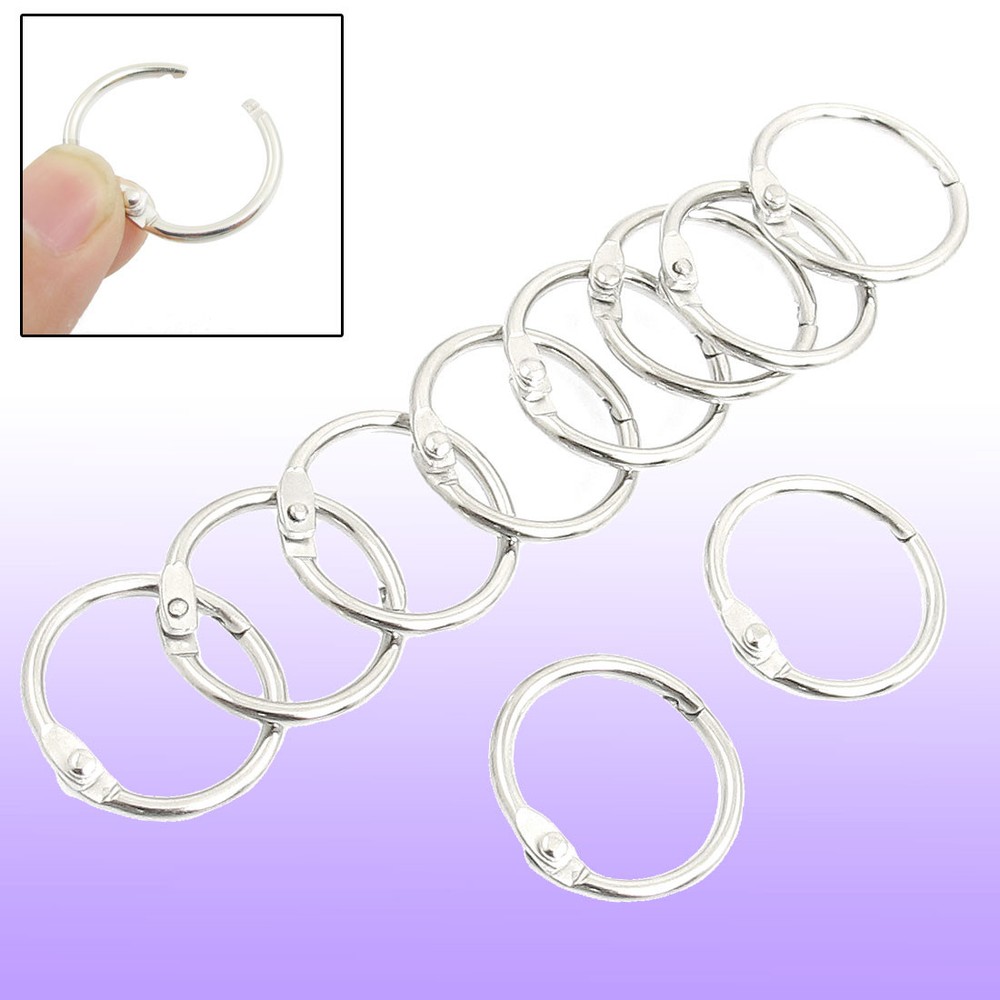 10 Pcs   Office Paper Document Binding Loose Leaf Rings Hook 25mm Dia