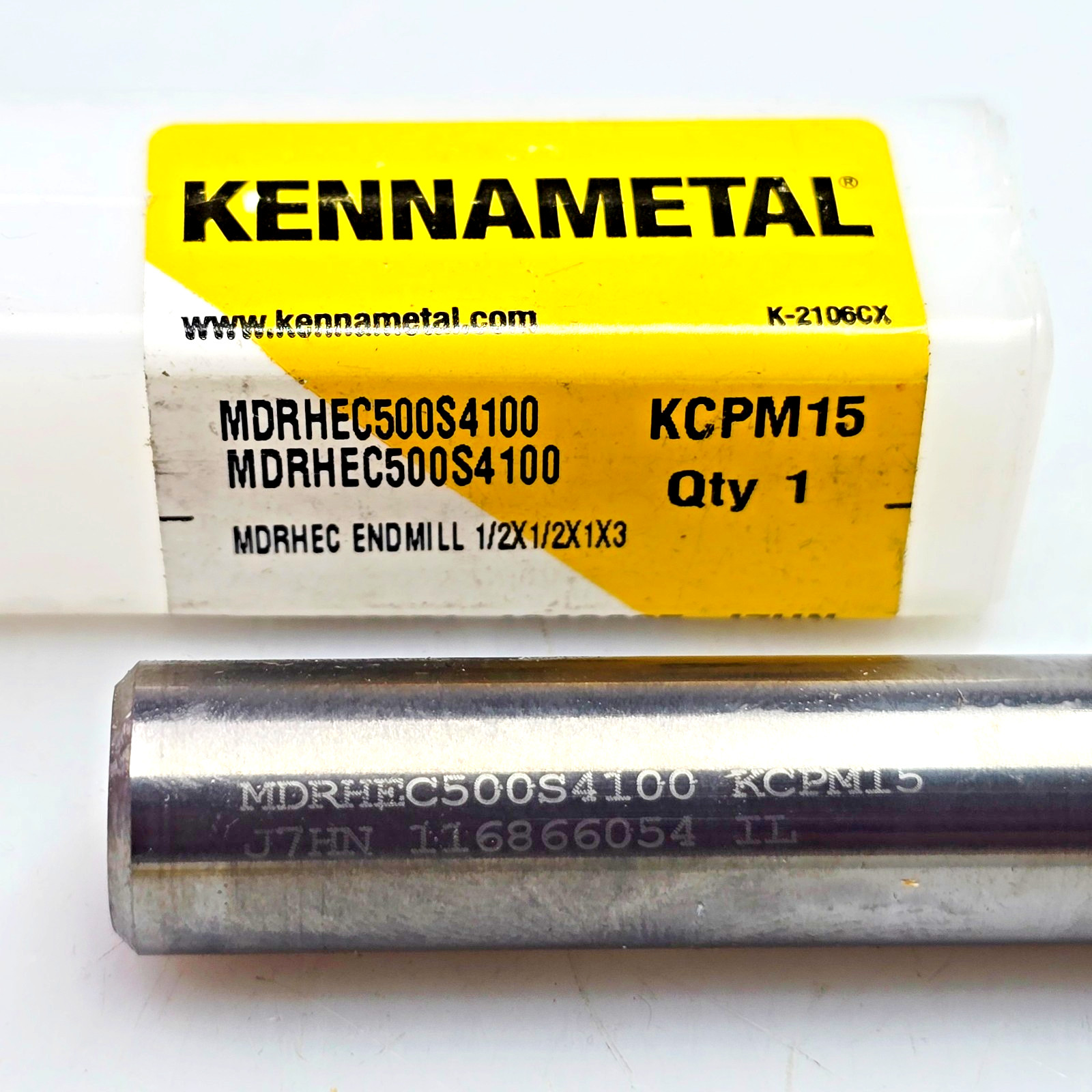 Kennametal 1/2" x 1/2 x 1 x 3 Solid Carbide End Mill Roughing MDRHEC500S4100