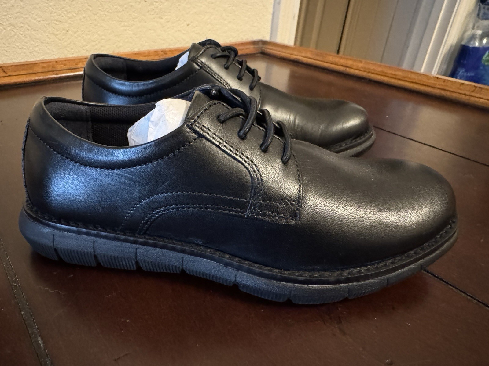 Johnston & Murphy Black Leather Lace Up Derby Dress Shoes28-8381 Boys Sz 12.5