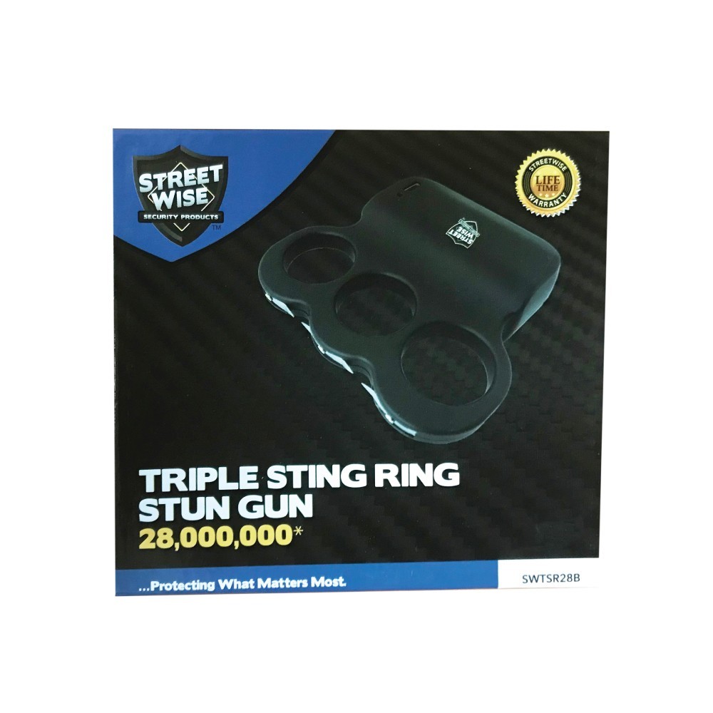 Powerful Triple Sting Ring 28,000,000* Stun Gun - Black