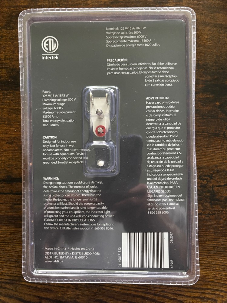 EASYHOME 6-OUTLET SURGE PROTECTOR CUBE NEW SEALED