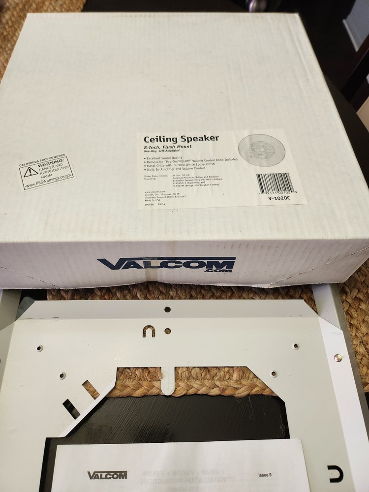 Valcom Ceiling 8 inch flush mount one way speaker with bridge for ceiling tile