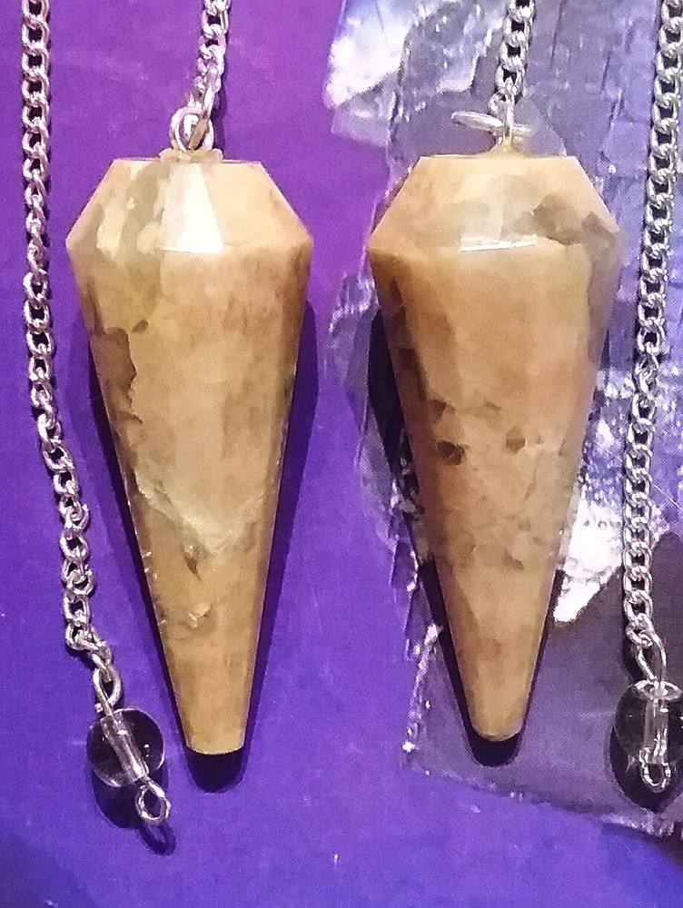 2 MOONSTONE DOWSING PENDULUMS, Peach Moonstone Dowsing Pendulum