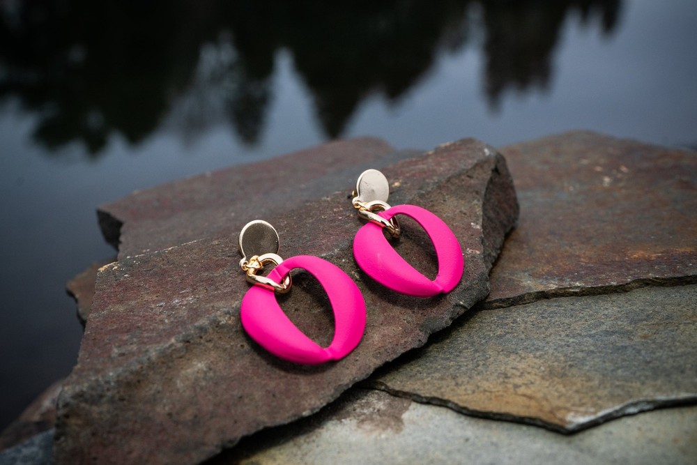 Post Earring With Colorful Geo Drop