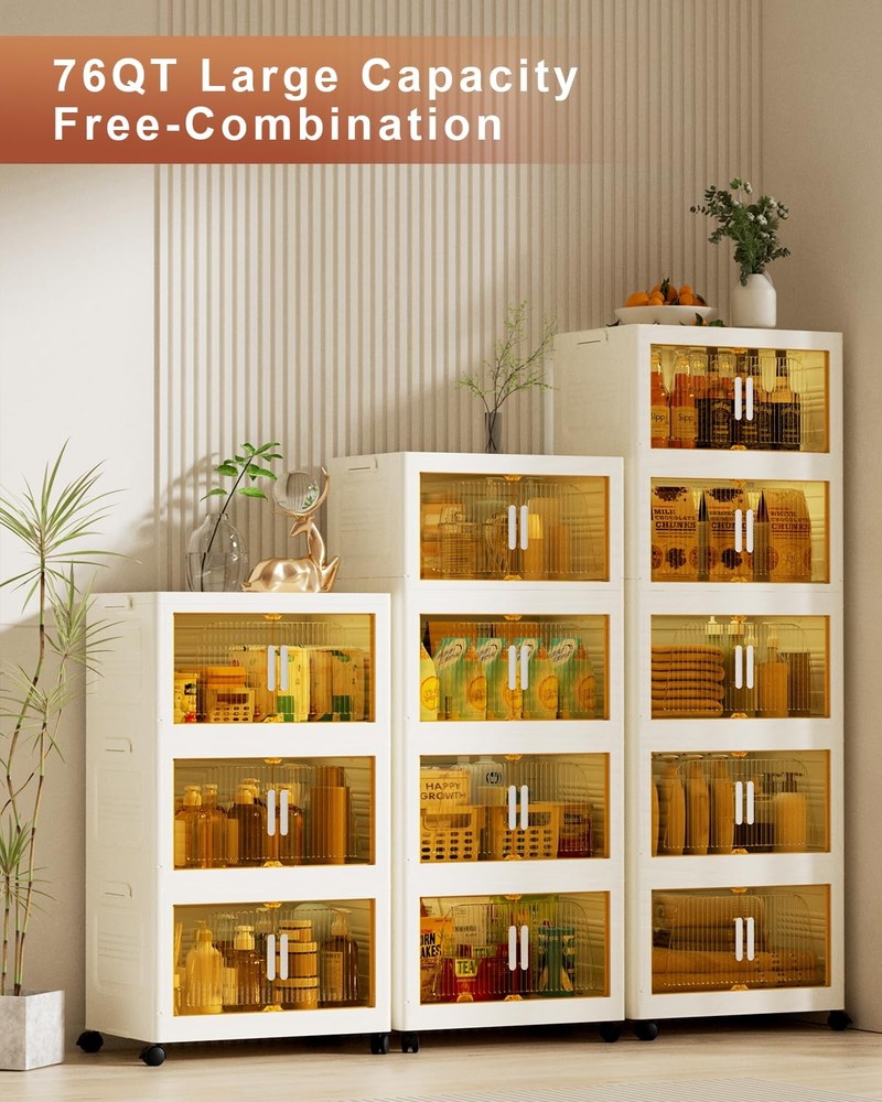 228QT Stackable Storage Bins with Lids 3 Pack, 57Gal Storage Containers with ...