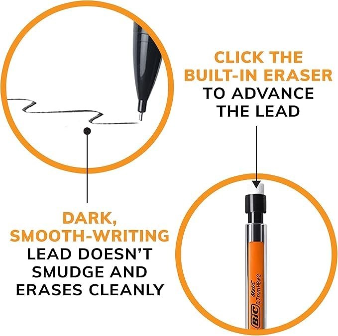 Smooth Mechanical Pencils 0.7mm Medium Point, Refillable & Retractable, 40-Pack