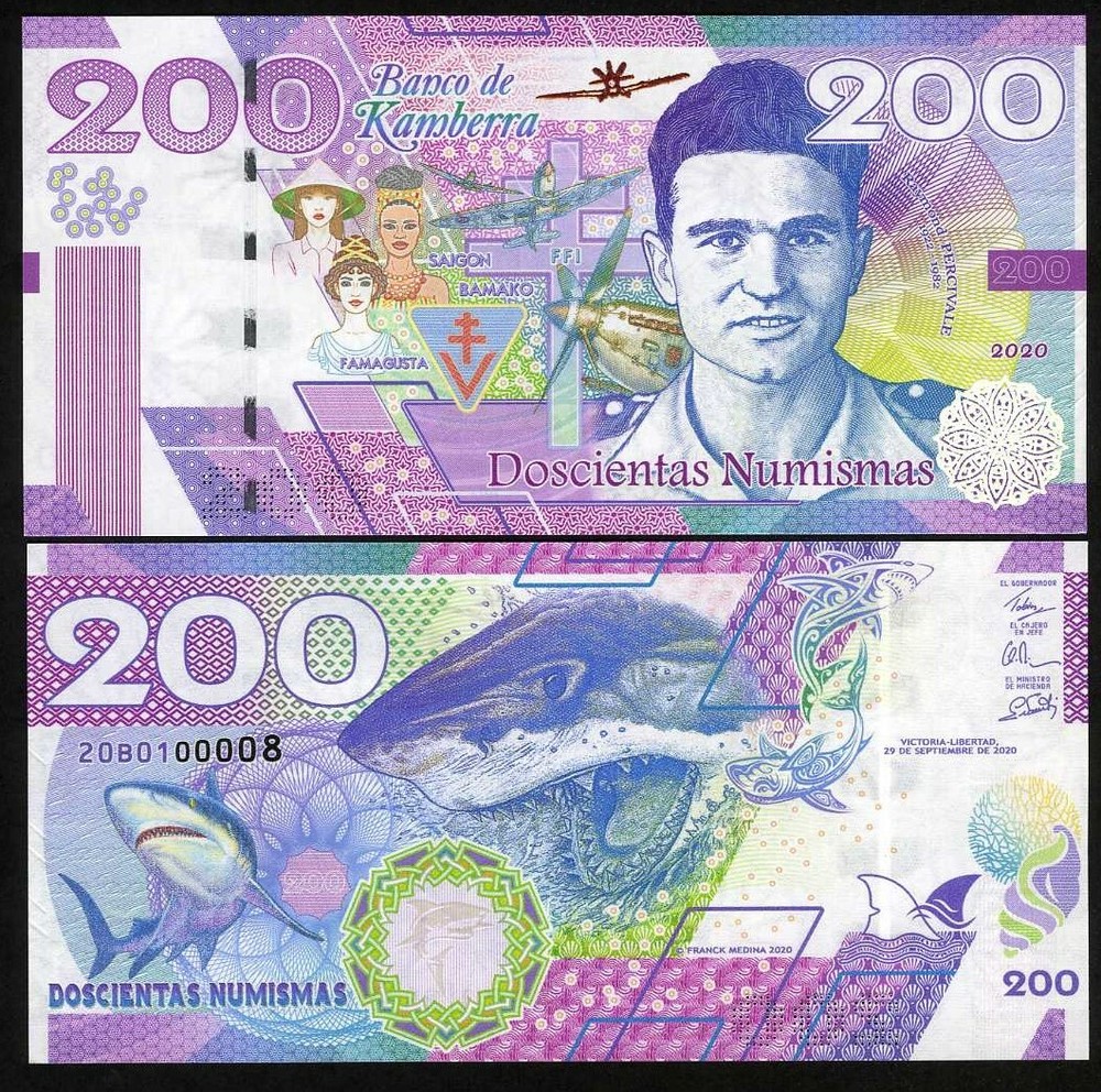 Kamberra, 200 Numismas, 2020, Redesigned Basic Series, UNC Shark