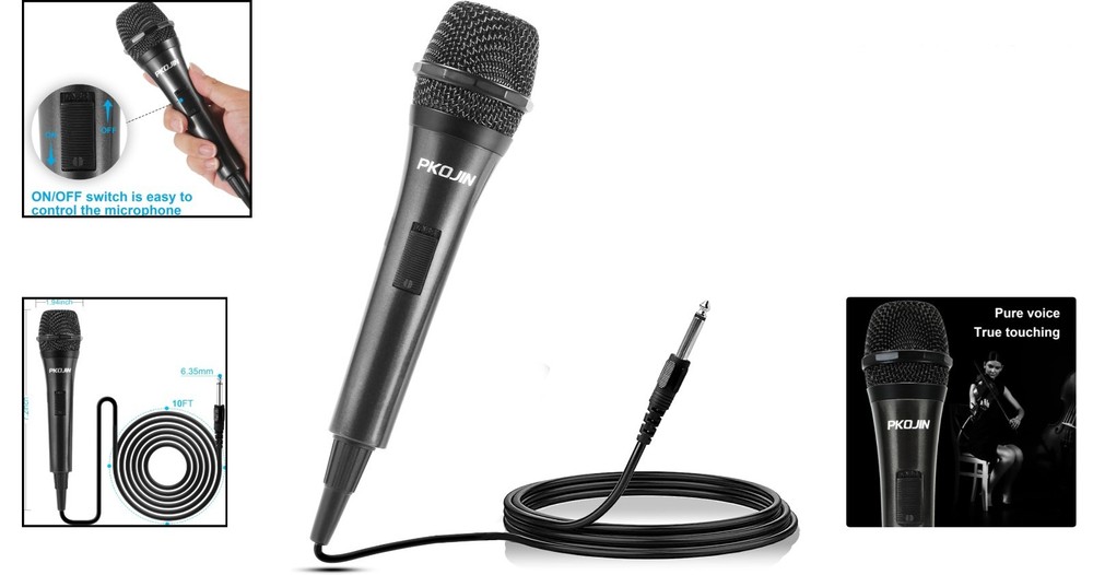 High-Quality Dynamic Microphone for Karaoke – 10 Ft Cable with ON/OFF Switch