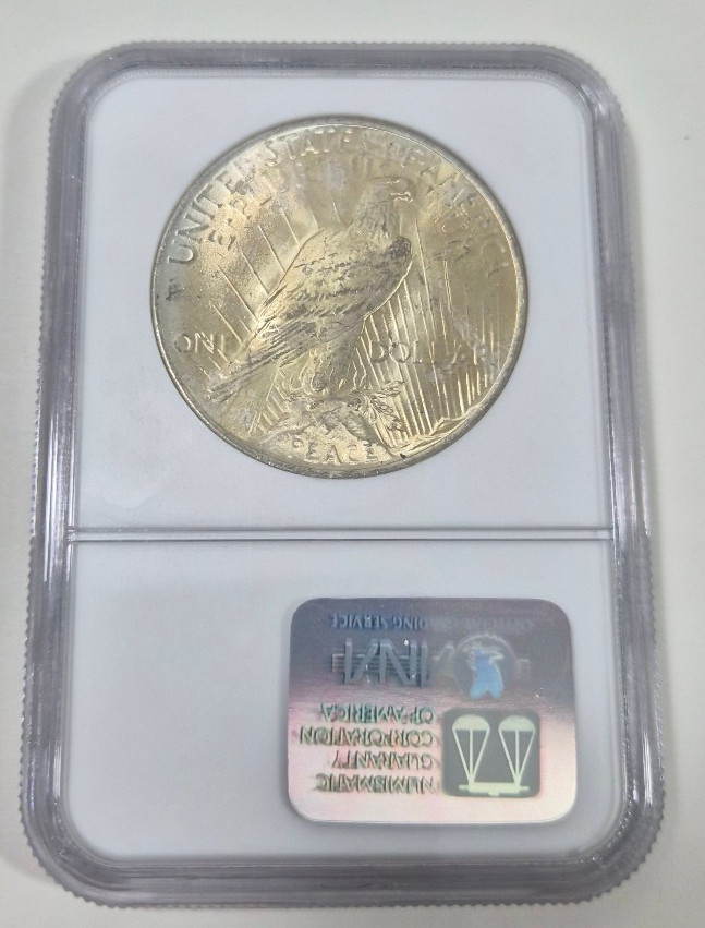 1922 Peace Silver Dollar Binion Hoard Collection NGC MS 63 Nice Color
