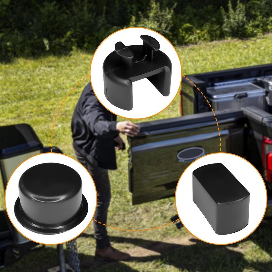 4PCS Tailgate Bushing Kit for Trucks, Tail Gate Hinge Inserts, Black ABS Painted