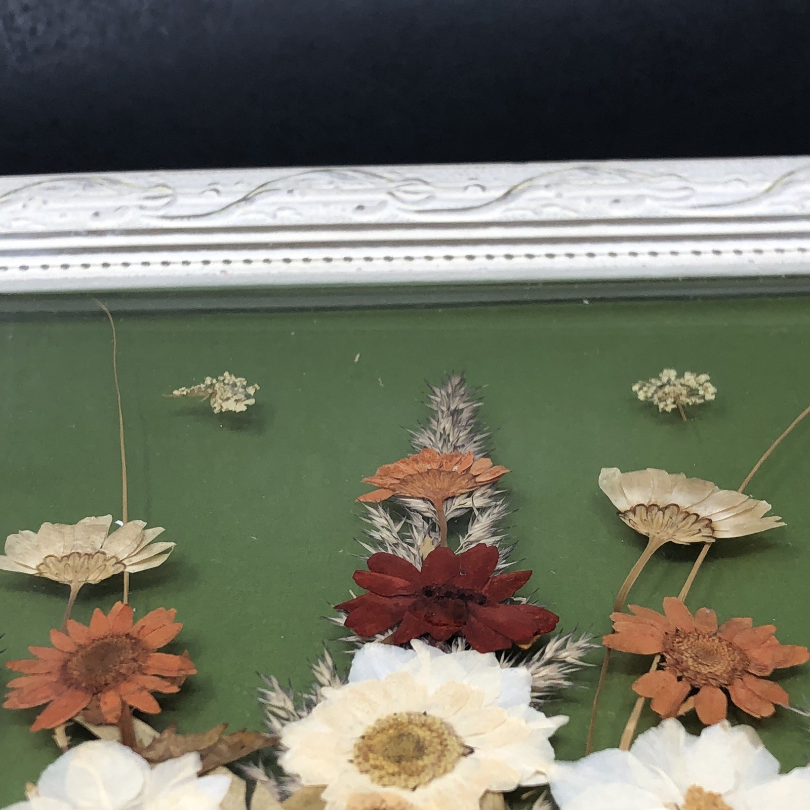 Framed Pressed Flowers Distressed Frame 10.5" x 12.5" Cottagecore Country Chic A