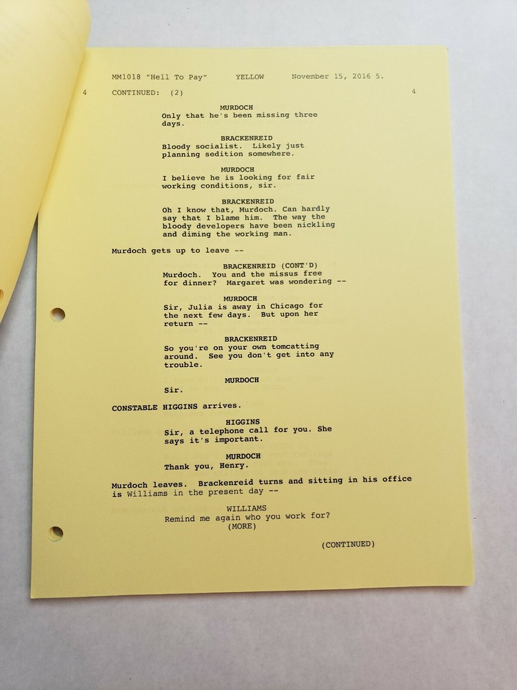 MURDOCH MYSTERIES / Peter Mitchell 2016 TV Script, THOMAS CRAIG "Hell to Pay"