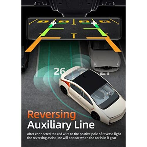 WOLFBOX 4K 12" Dash Cam Mirror GPS Car Rear View Backup Dual Camera Night Vision