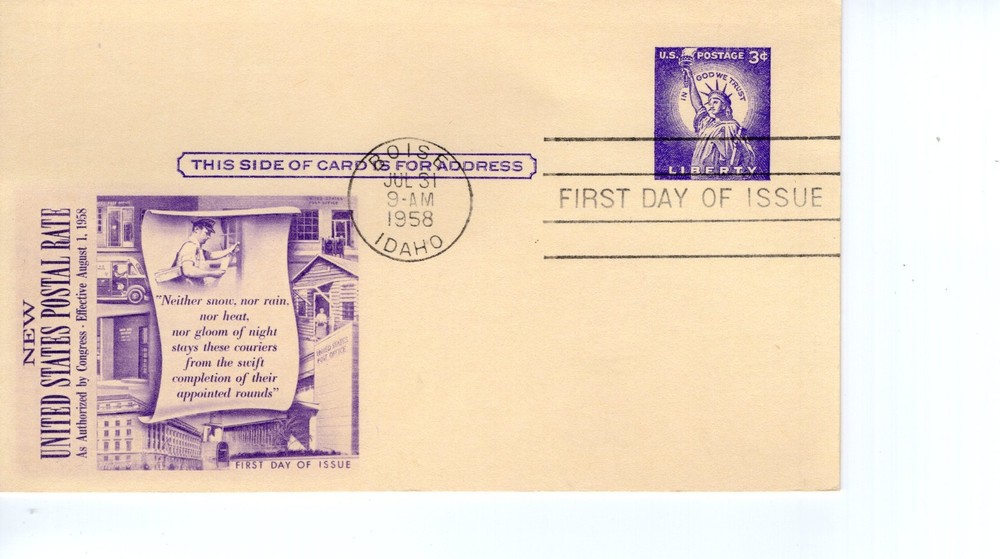 NEW U. S. POSTAL RATE - 1958 - DC1028
