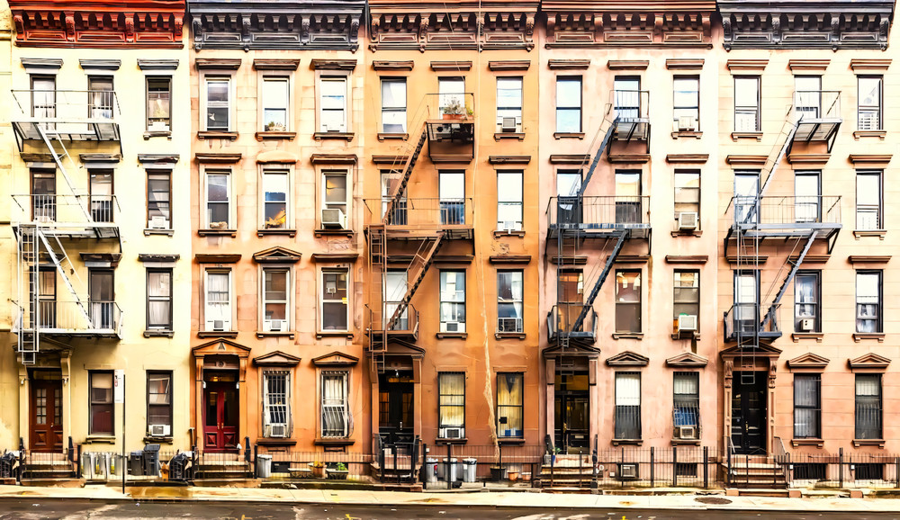 HO Scale Building Background FLAT / 2D "NYC Apt Bldgs 06-4" Backdrop! Railroad