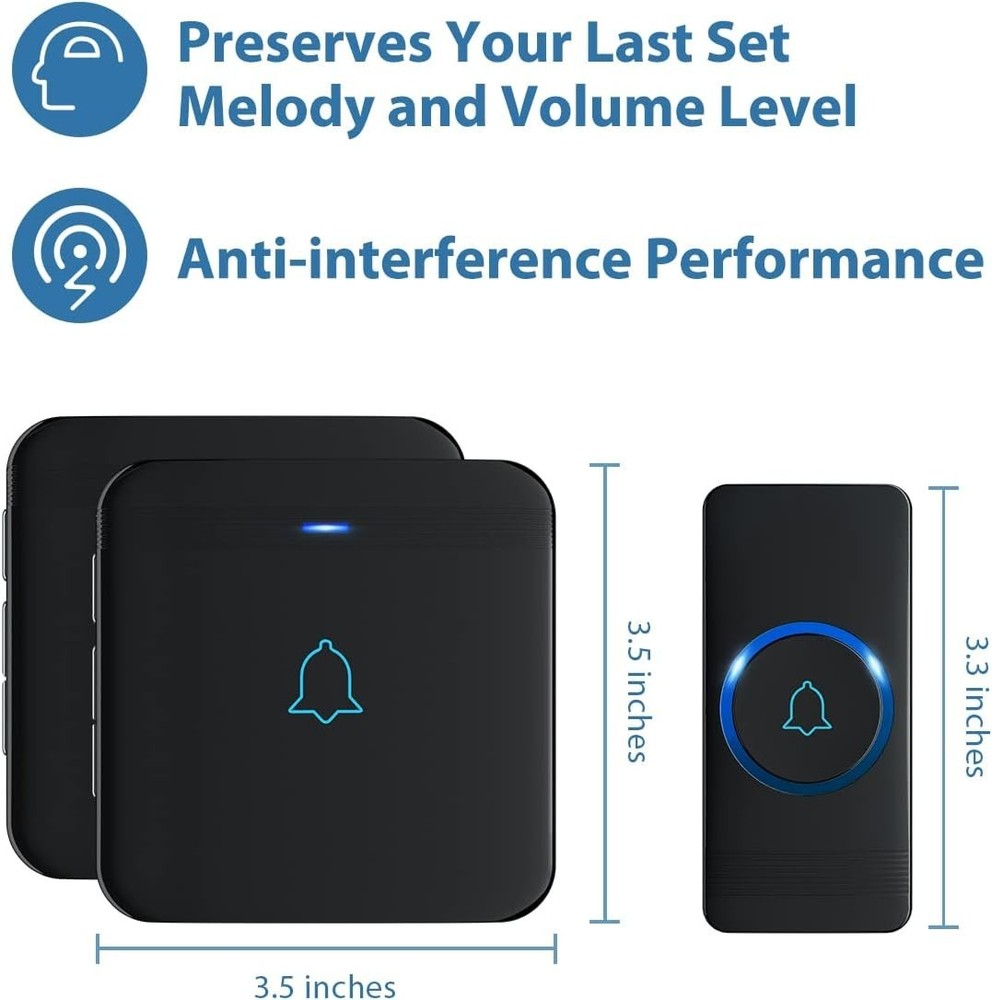 Smart Wireless Door Chime Kit - 1300 FT Range, 52 Melodies & User-Friendly Setup