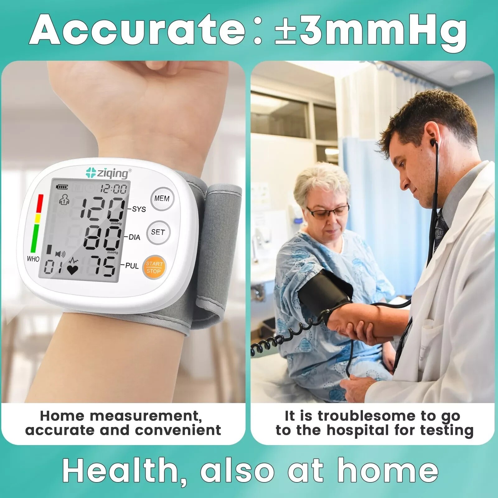 Accurate Digital Wrist Blood Pressure Monitor BP Cuff Gauge Heart Rate Machine.