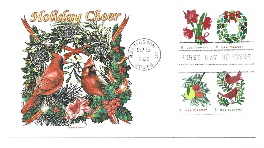 6033-36 Holiday Cheer on one Panda Cachets FDC