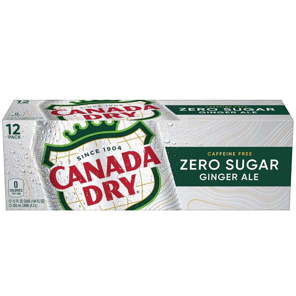 Zero Sugar Ginger Ale - Refreshing Caffeine-Free Drink, 12 fl oz (12-Pack)