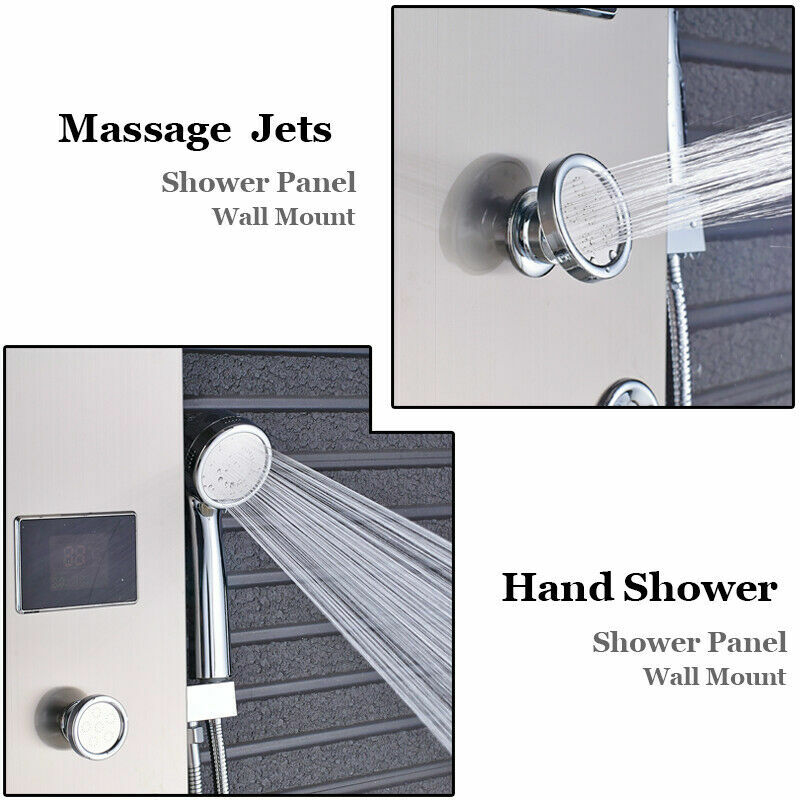 Shower Panel Tower System Stainless Steel 6-Function Faucet LED Rain&Waterfall