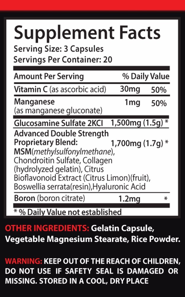 Muscle gain supplements - GLUCOSAMINE & MSM COMPLEX 3232MG 3B - msm glucosamine