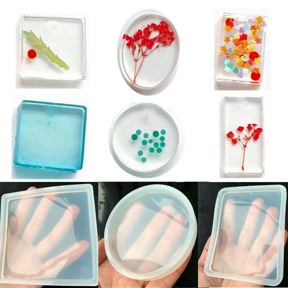 Silicone Mould Set for Handmade Jewelry, Square, Round, Oval, Rectangle - 4 Pack