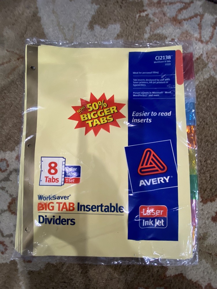 Avery Dennison Ave-11112 Worksaver Big Tab Insertable Divider -