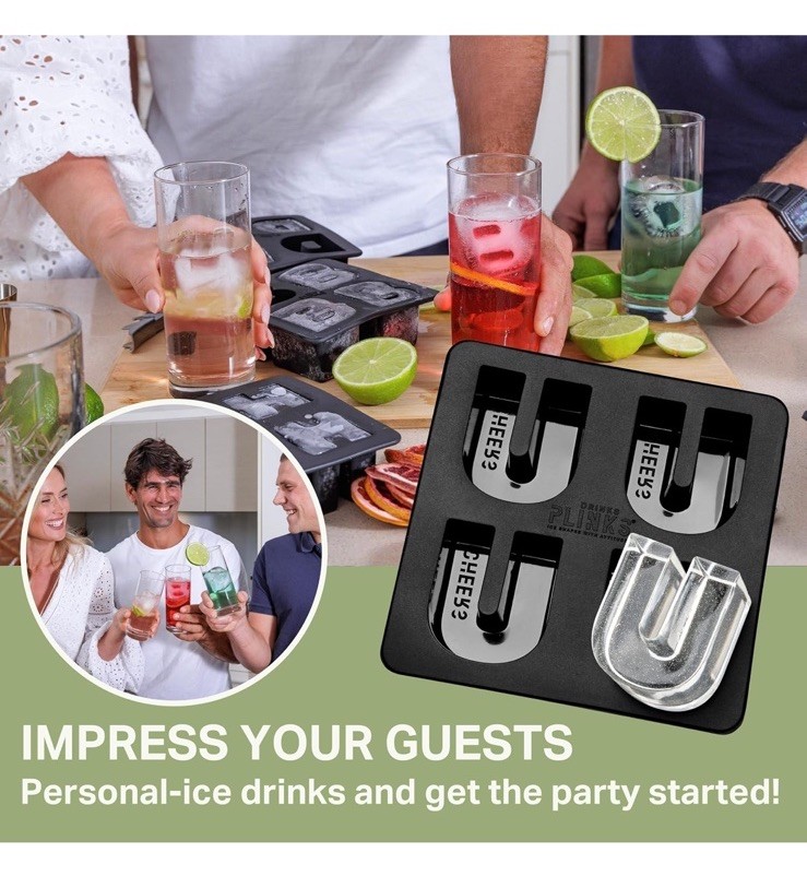 Customized Letter U Monogram Ice Cube Mold - Silicone Drink Plinks, NEW