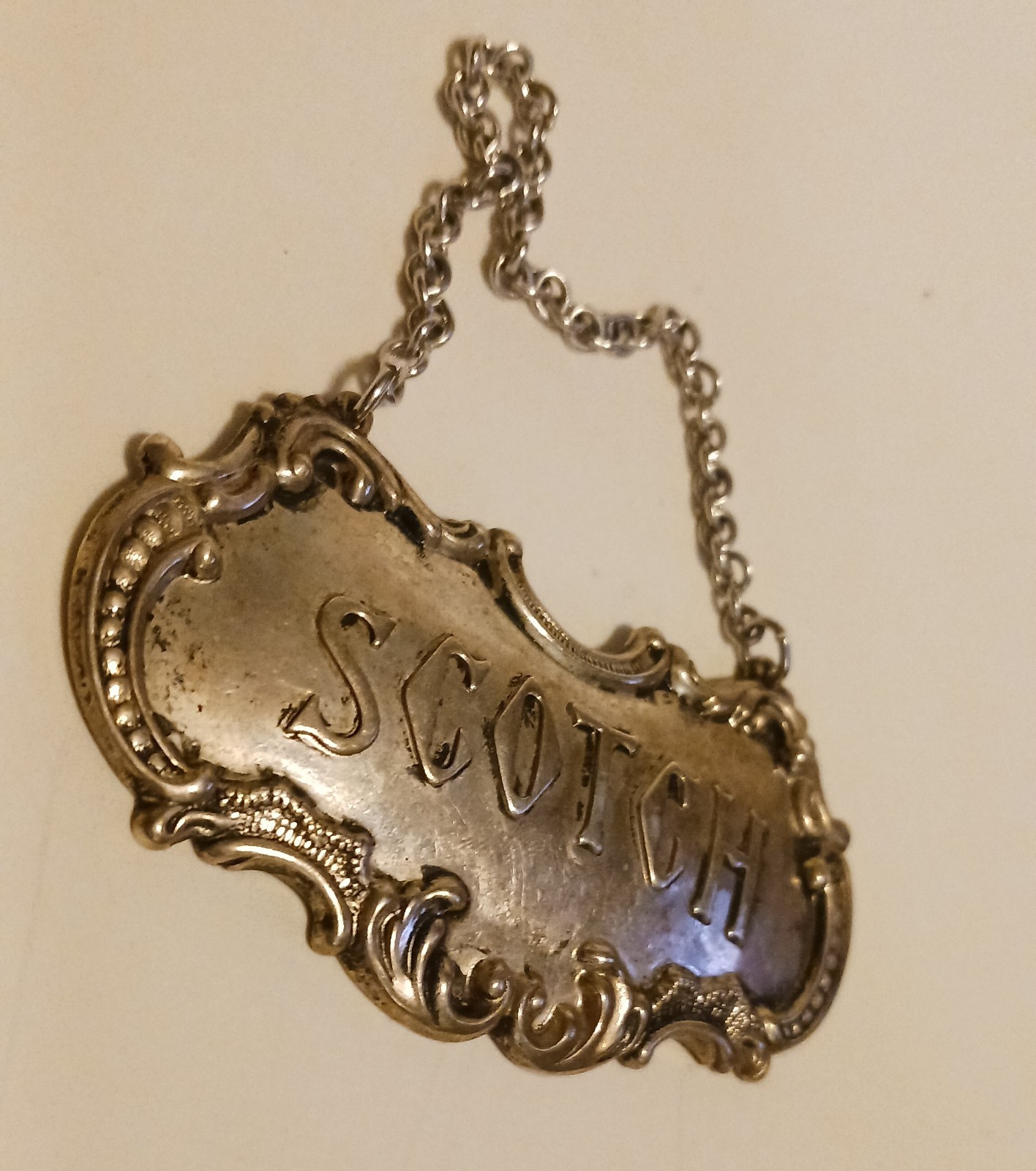 Vintage Gorham Sterling Silver Decanter Label For Scotch Hallmarked Accessory