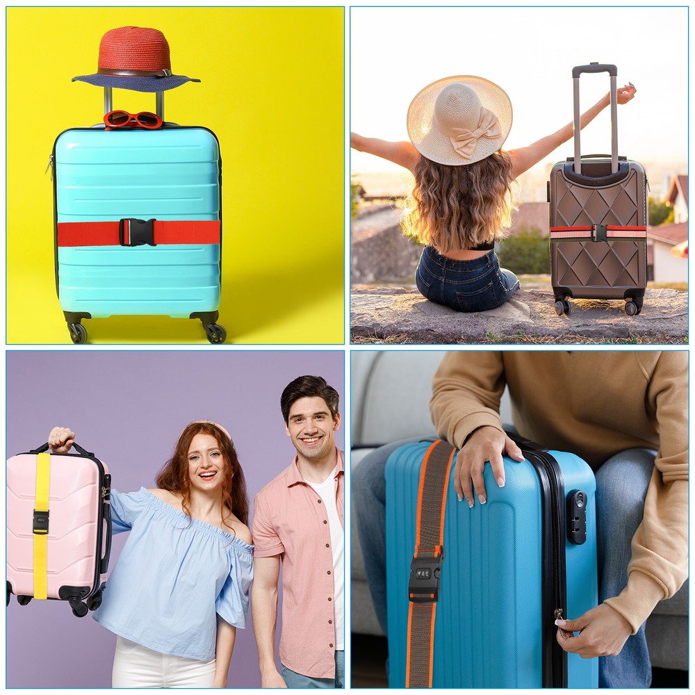 4Pcs Luggage Straps with Combination Lock TSA Approved Gray