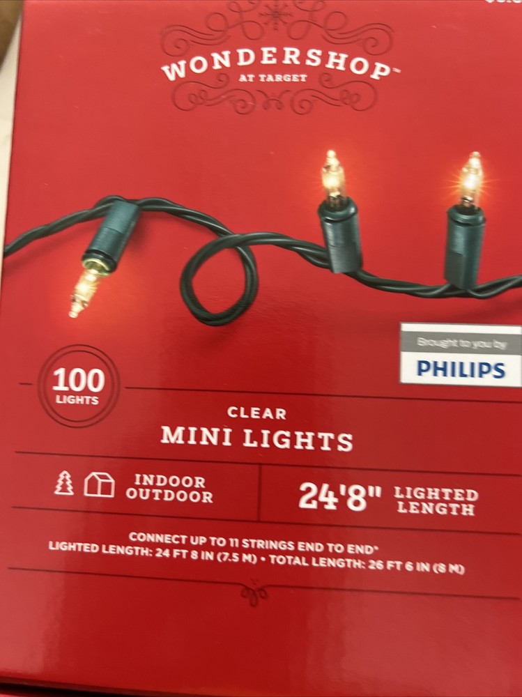 6 Boxes! Mini Lights Clear Philips Wonder Green Wire 100 Count String Lights