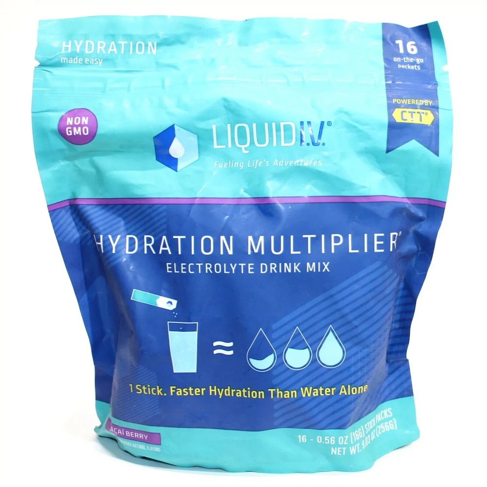 Liquid IV Hydration Multiplier Acai Berry 16 Packets Electrolyte Mix Serving