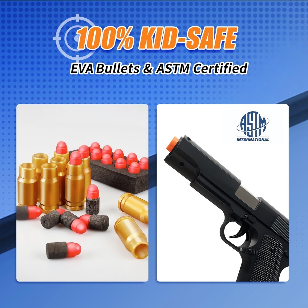 Toy Blaster for Kids with Shell Ejection - 40 Shells, 50 Foam Bullets 2 Mags...