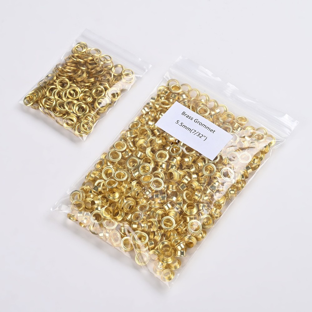 Yescom 500 sets Grommet Kit 7/32 inch Size #0 Solid Brass Eyelets Washers