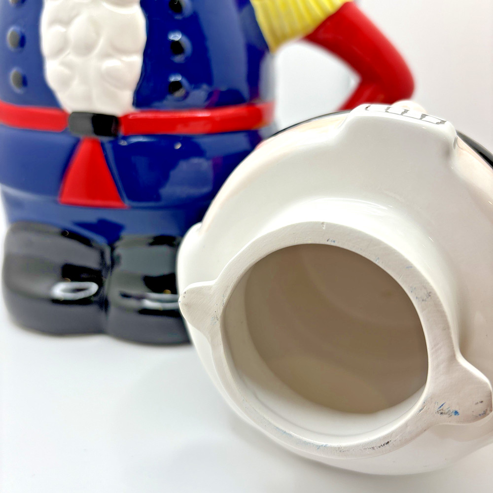 Christmas Nutcracker Tea Pot Ceramic Multi-color 8.5" Tall
