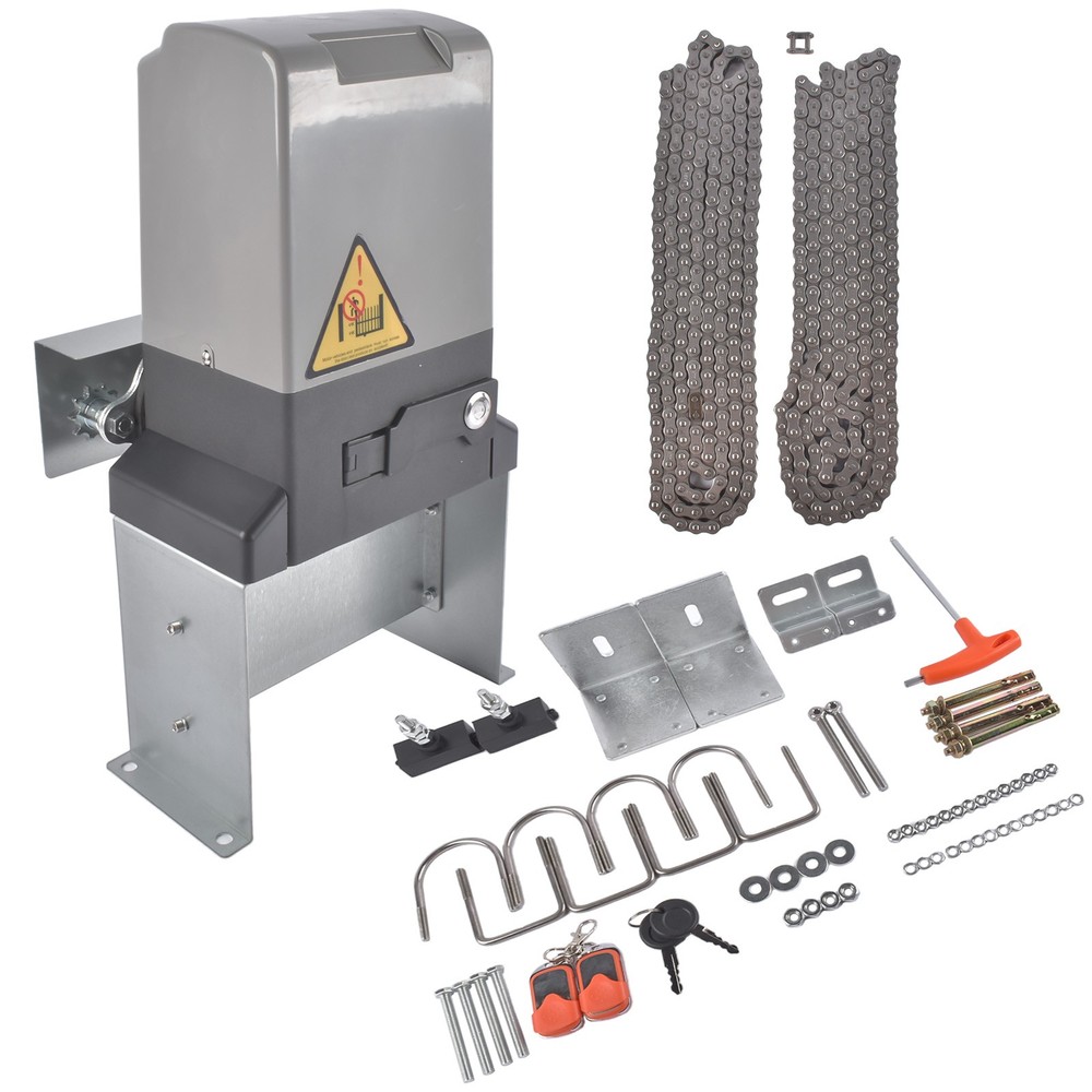 Single-Button Automatic Sliding Gate Opener Operator Kit 1800lbs W/o Infrared