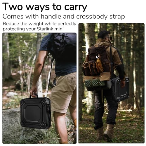 Starlink Mini Case-Durable PU Case with Custom Grooves Shoulder Strap & Handle