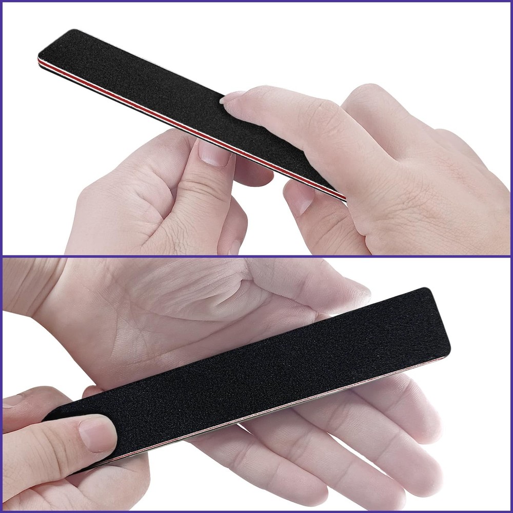 Nail Files (12 Pack), Emery 12 Pcs 100/180 Grit Rectangular Black, Black