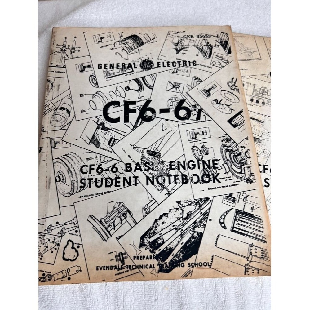 1970s General Electric CF6-6 Basic Engine Systems Student Notebooks Manuals