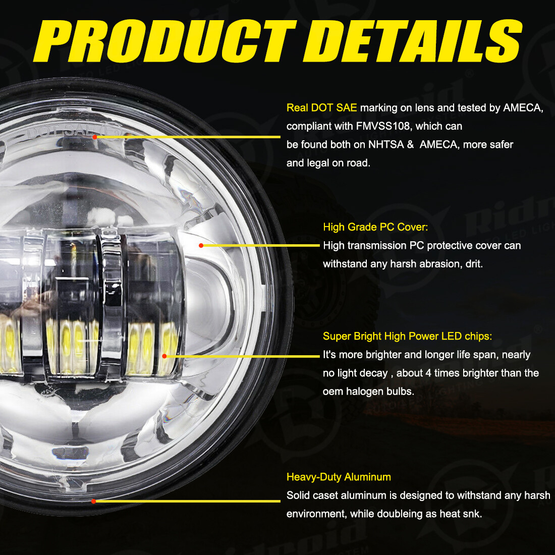 7" inch LED Headlight +4.5" Passing Lights For Harley Davidson Touring Road King