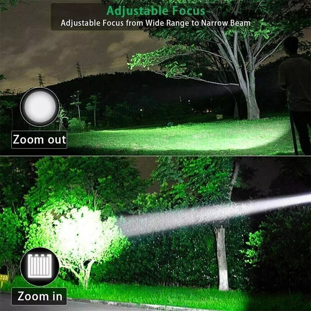 9000000 Lumens Super Bright LED Flashlight Tactical Rechargeable LED Work Lights