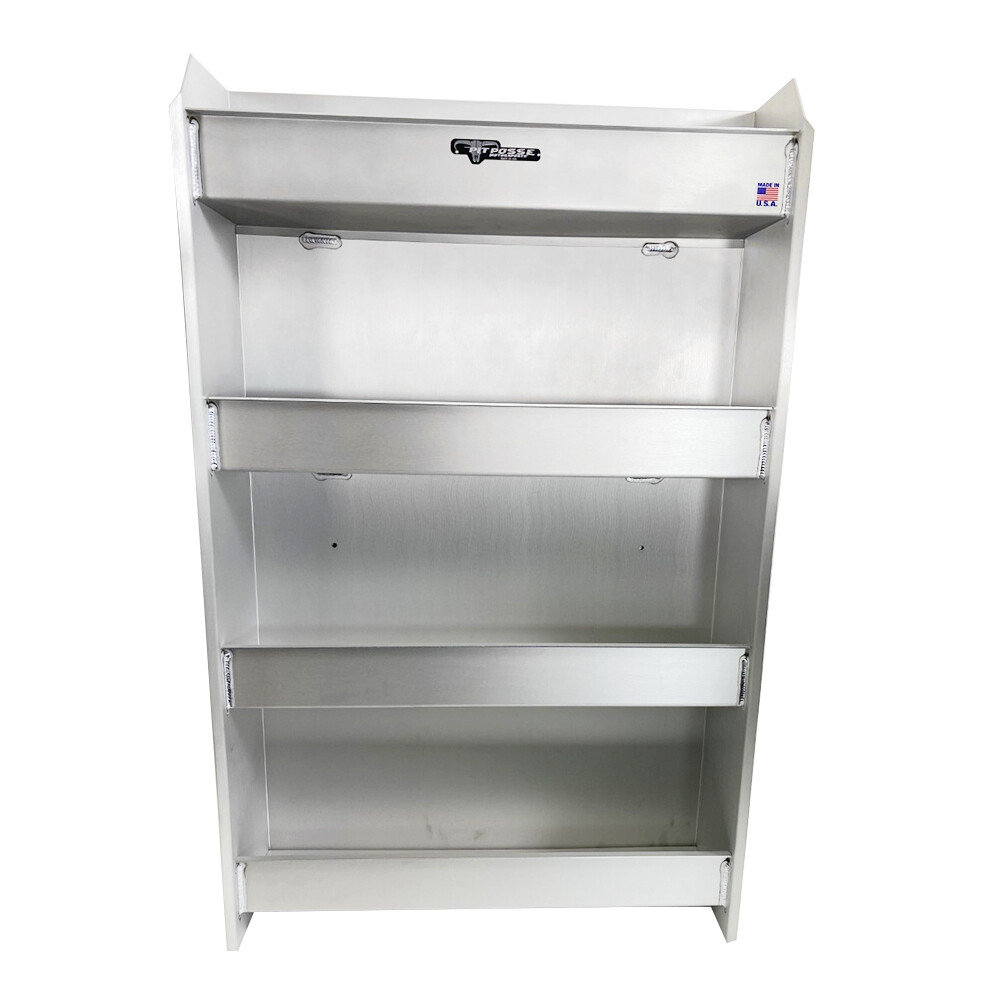 Pit Posse Aluminum Oil Storage Cabinet Shelf Holder Trailer Organizer-USA made